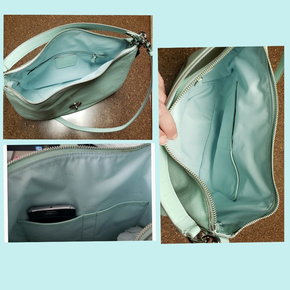 Women's Coach-Pebble Turnlock Hobo Bag-Mint Green - Picture 8 of 8